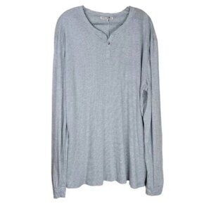 Marine Layer Peralta Stripe Henley Long Sleeve Shirt Size L/XL Soft Grey Cotton